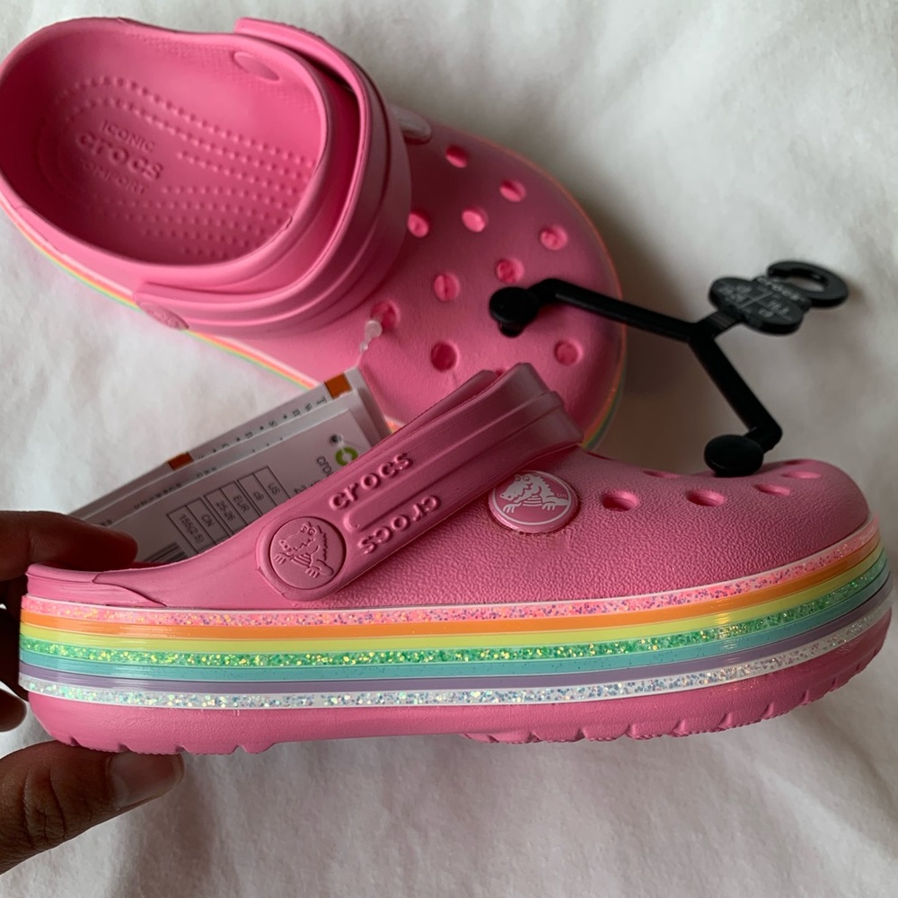 Kids Crocband Rainbow Glitter Clog